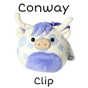 Squishmallows Conway the Cow Clip 3.5” Plushie Collectible New with Tags